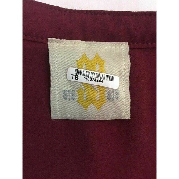 Sis Sis Womens Solid Maroon Burgundy Red Long Sleeve Button Down Top Medium - Picture 5 of 6